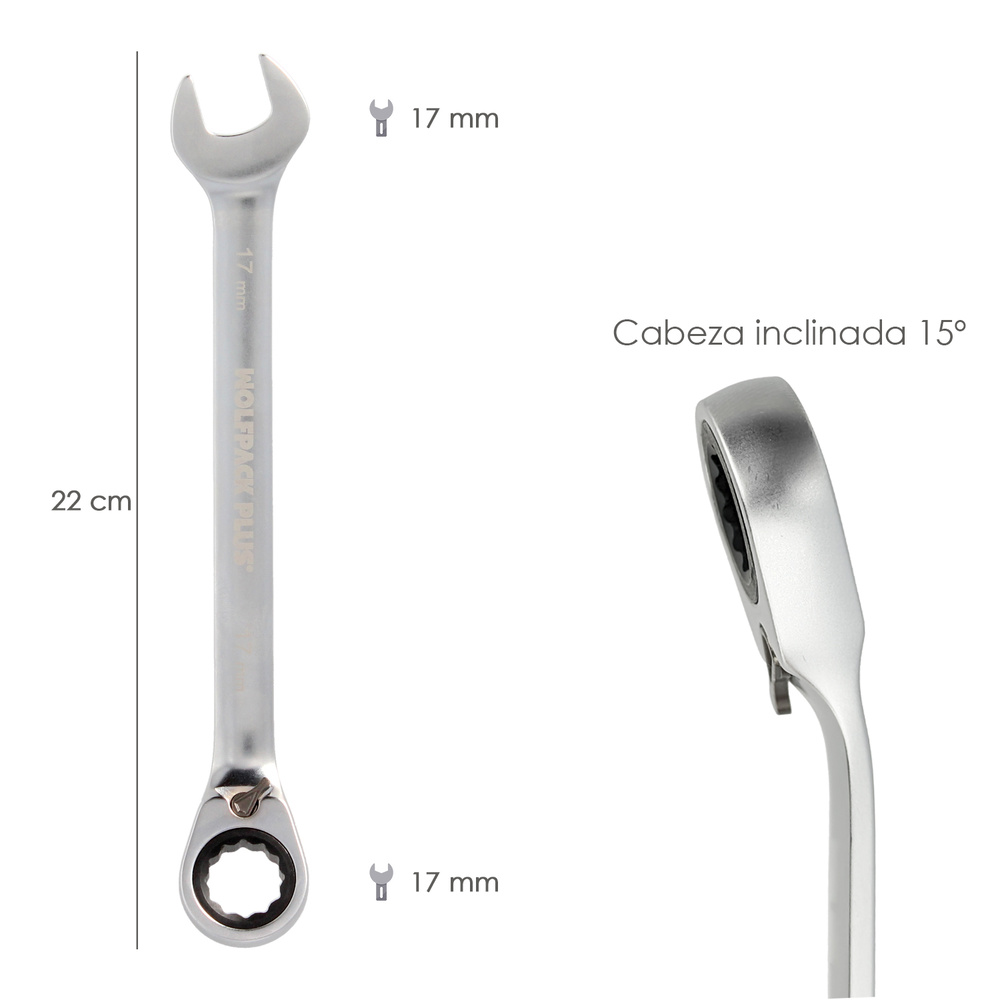 Llave Combinada Con Carraca 17 mm. DIN 3113 - Imagen 2