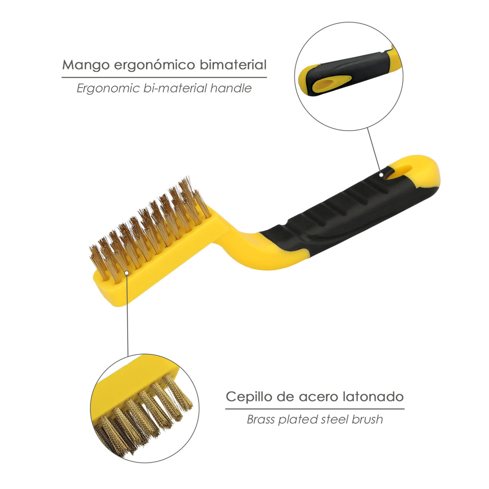 Cepillo Manual Acero Latonado Bujias | Cepillo De Puas | Cepillo Para Metales | Cepillo Abrasivo - Imagen 3