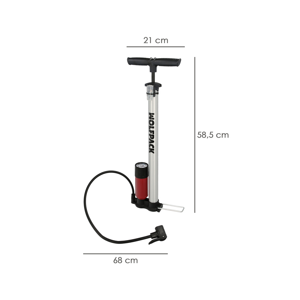 Bomba Inflar Bicicleta Con Manometro. Doble Boquilla Valvula Presta y Schrader. Con Adaptadores. Ø 32 x 500 mm. 10 BAR / 160 PSI - Imagen 2