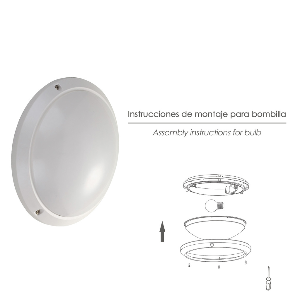 Lampara Plafon Interiores / Exteriores IP45 Portalamparas E27 Ø 27 x 9,5 cm. - Imagen 4