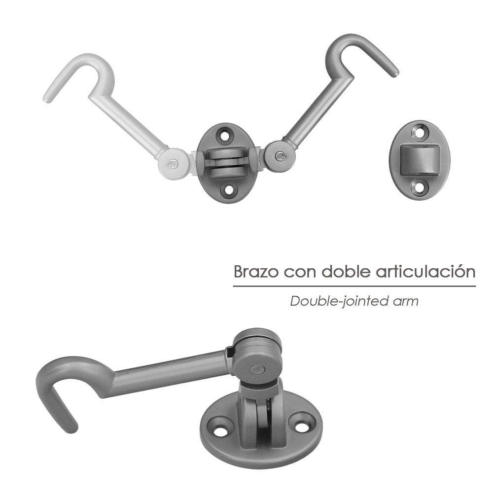 Aldabillas Multiusos Reforzada Con Tornillos 100 Mm Latón Niquelado Mate - Imagen 4