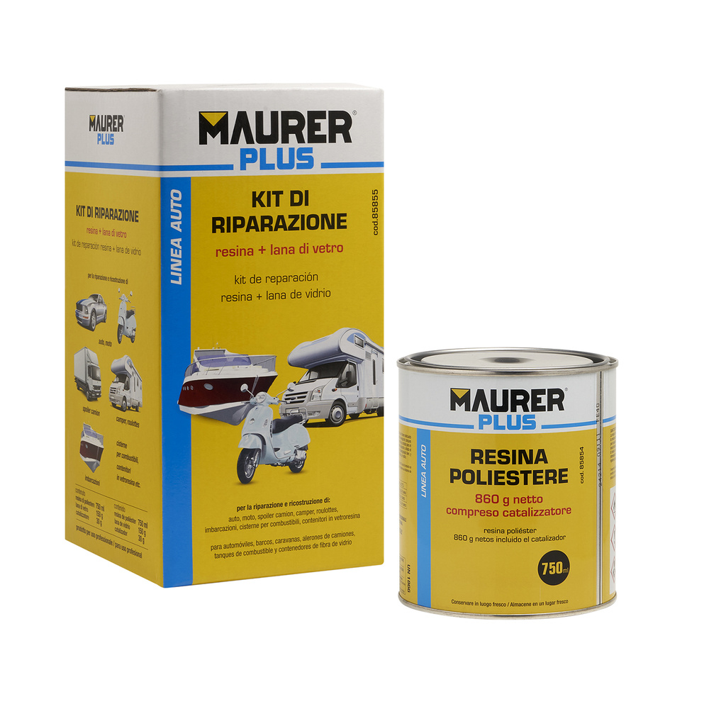 Kit Reparación Resina Poliester 750 Ml Con Endurecedor y 0,5m2 De Fibra De Vidrio - Imagen 2