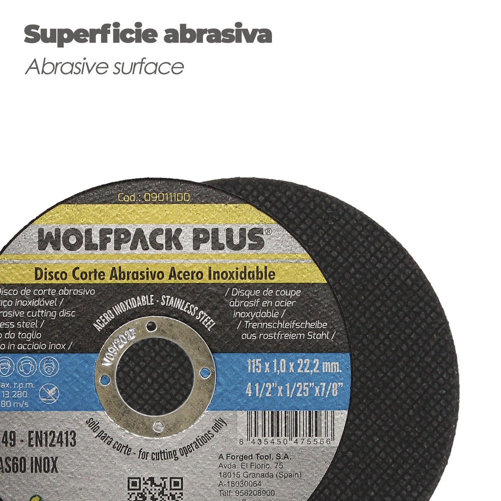 Disco Corte Abrasivo Acero Inoxidable Ø 115 x 22,2 Mm. Espesor 1,0 Mm. - Imagen 3