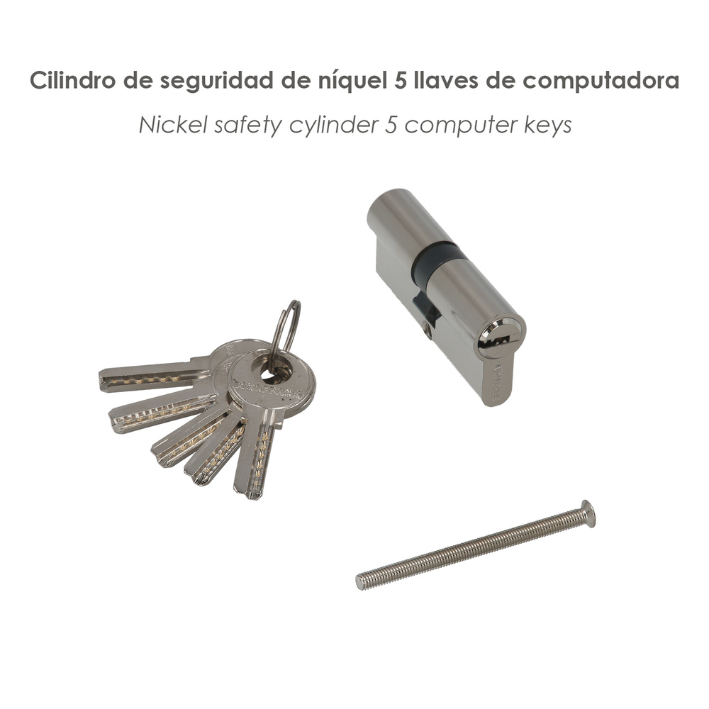 Cilindro Seguridad 35x35 mm/13,5 Leva Corta Niquelado Con 5 llaves - Imagen 3