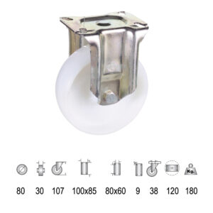 Rueda Industrial Nylon Placa Fija 80 mm.