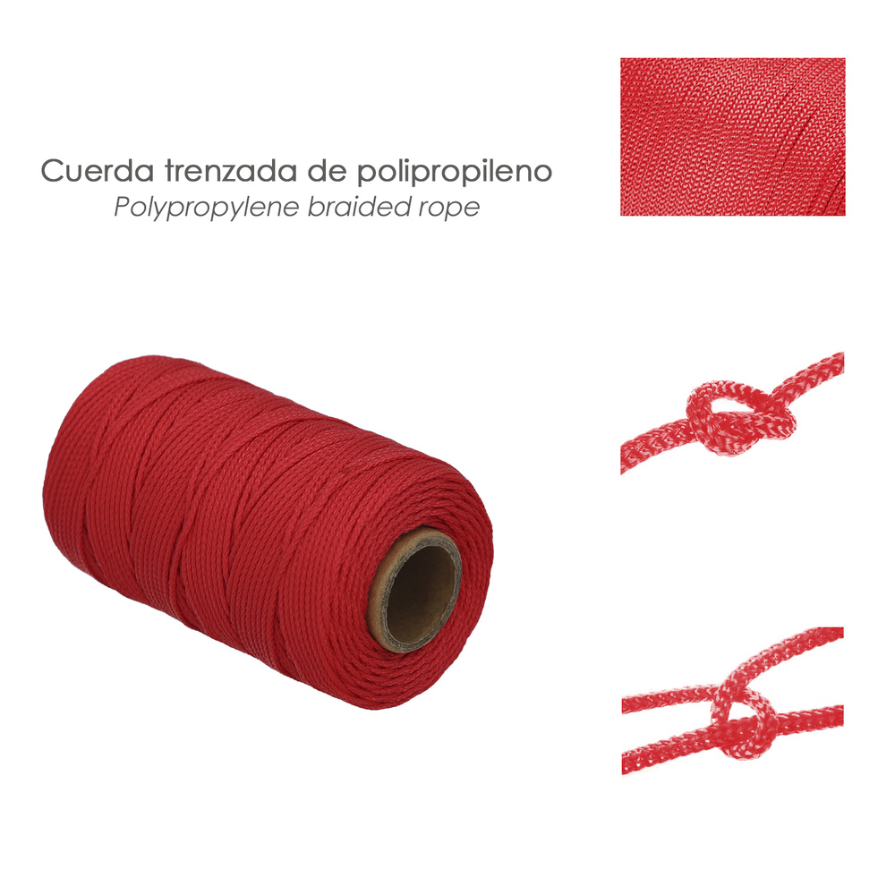 Cuerda Trencilla Polipropileno Roja (Bobina 100 Metros) - Imagen 3