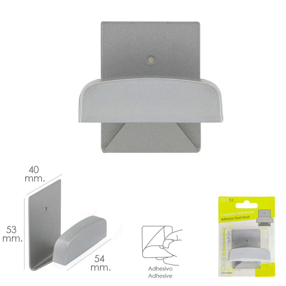 Colgador Percha Adhesivo Acero Inoxidable Color Gris - Imagen 2