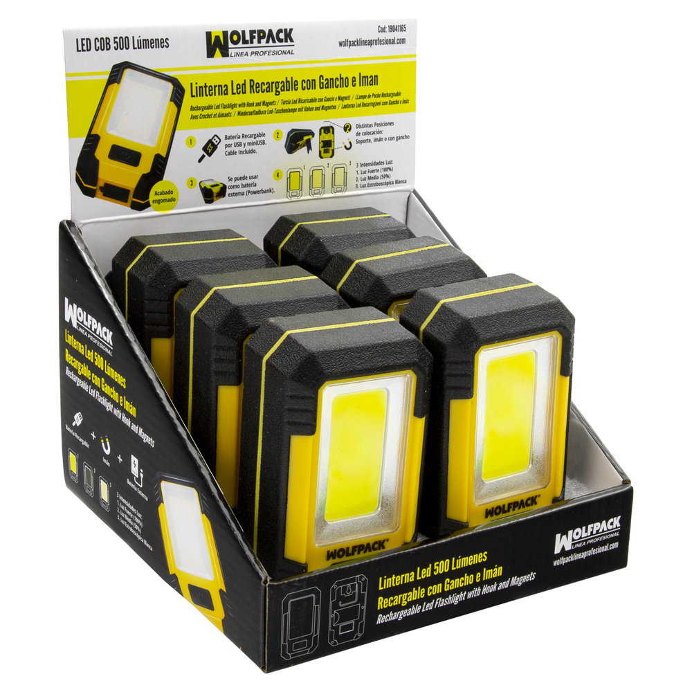 Linterna LED Profesional Compacta Engomada Bateria Recargable 500 Lumenes Con Función Powerbank, Iman, Soporte y Gancho - Imagen 5