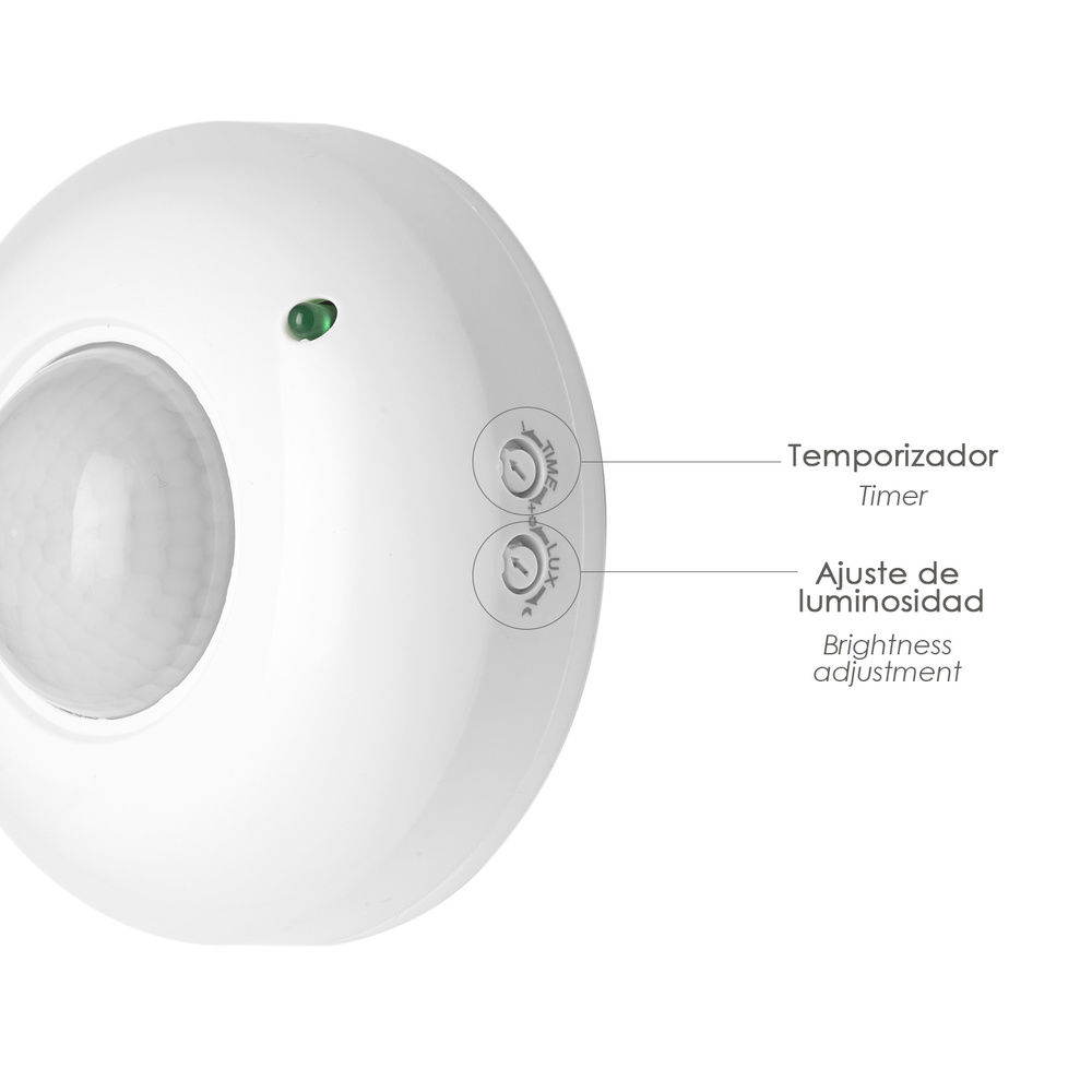 Detector De Movimiento Por Infrarrojos Con Sensor Crepuscular 360°. Ajustable - Imagen 3
