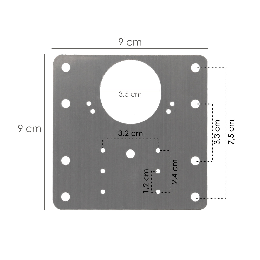 Placas de Reparacion Bisagras Cazoleta 9x9 cm. 1 piezas. Placa Repara Puertas, Placa Reparación Bisagras Mueble - Imagen 2
