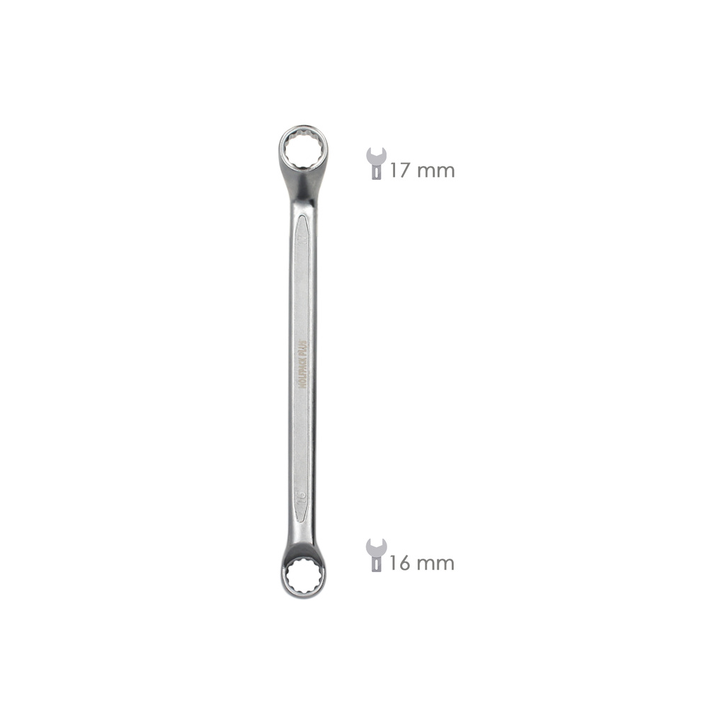 Llave Estrella Acodada Plus Acero Cromo Vanadio 16x17 DIN 838. Llave Doble Boca Acodada, Llave Fija Estrella Acodada - Imagen 2