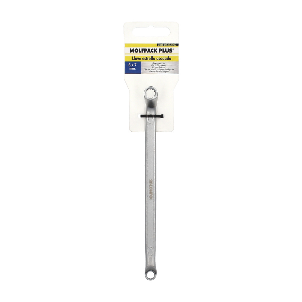 Llave Estrella Acodada Plus Acero Cromo Vanadio 6x7 DIN 838. Llave Doble Boca Acodada, Llave Fija Estrella Acodada - Imagen 3