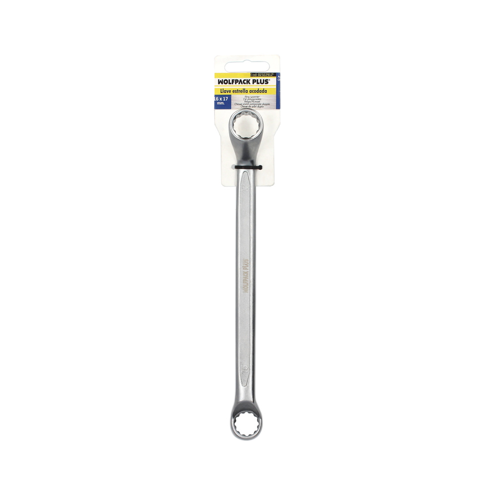 Llave Estrella Acodada Plus Acero Cromo Vanadio 16x17 DIN 838. Llave Doble Boca Acodada, Llave Fija Estrella Acodada - Imagen 3