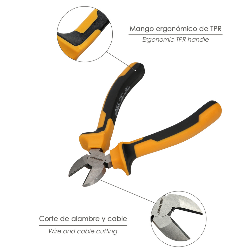 Alicates Corte Diagonal 175 mm. Acero DIN 5749 Pelacables, Corta Cables, Pelador Cables - Imagen 3