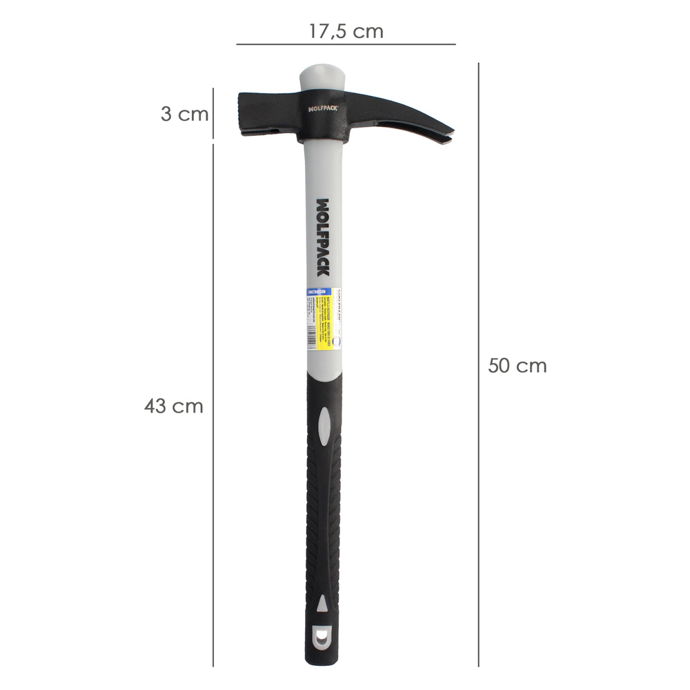 Martillo Encofrador Magentico Fibra Vidrio Mango Fibra Vidrio Con Empuñadura Antideslizante. 700 Gramos 50 cm. - Imagen 2