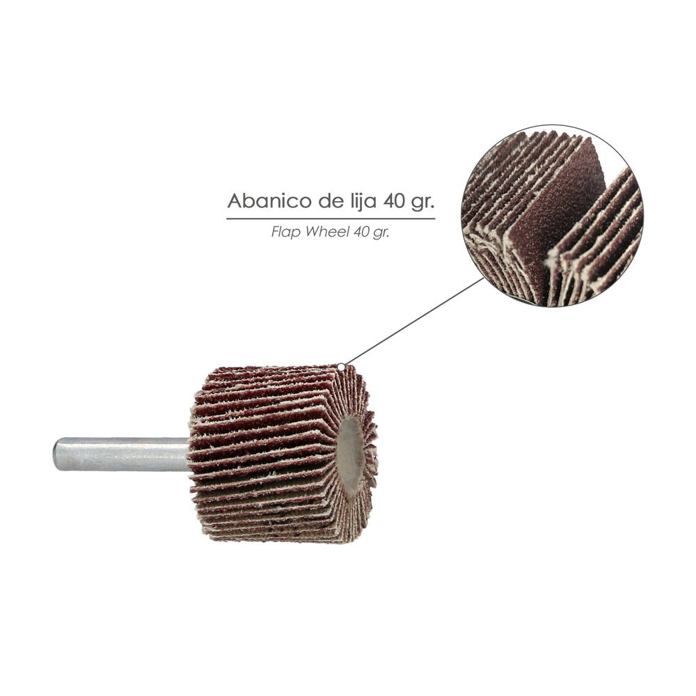 Abanico Lija Grano 40 Medida Ø 30 x 25 mm. Disco Abrasivo Laminas, Ruedas Mil Hojas, Ruedas Abrasivas,Lijado,Desbaste,Pulir - Imagen 3