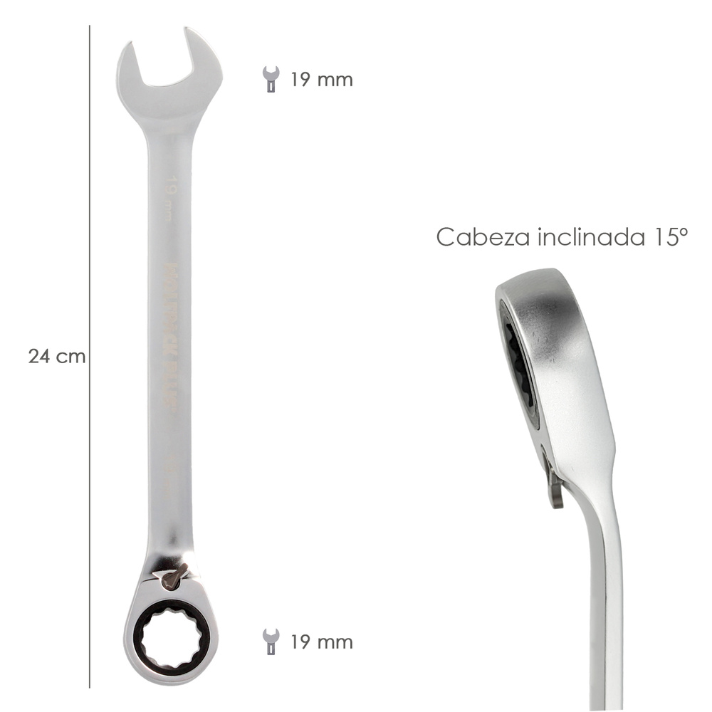Llave Combinada Con Carraca 19 mm. DIN 3113 - Imagen 2