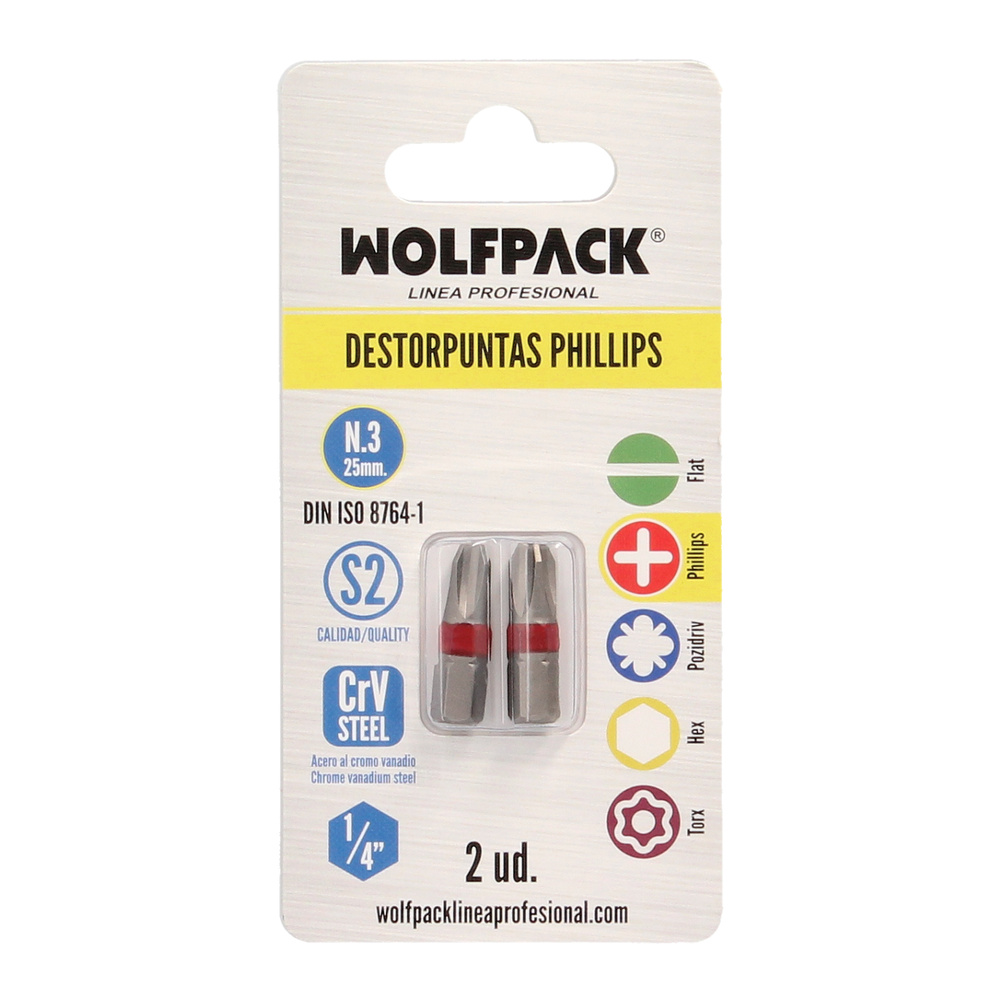 Puntas Destornillador Phillips Nº 3 (2 Piezas). Acero S2 al Cromo Vanadio. Puntas Hexagonales, Destorpuntas, - Imagen 3