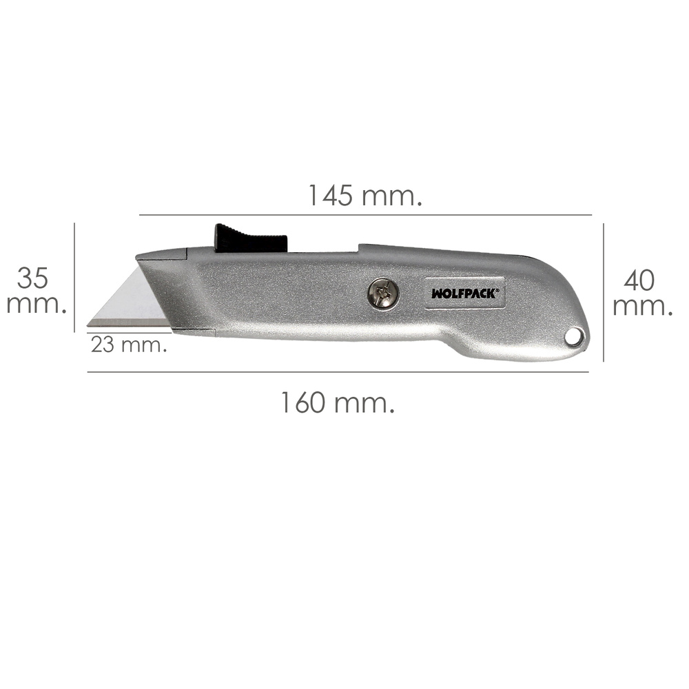Cutter Autoretractil Con Hoja Acero Sk5 Carcasa De Aluminio Diseño Ergonomico, Cuchillo Seguridad, Cutters Seguridad, - Imagen 2