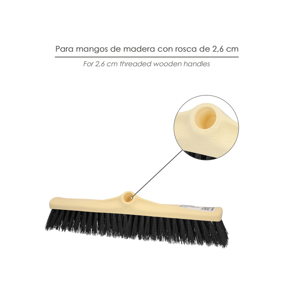 Cepillo Barrendero Industrial Fibra Rigida PVC. Soporte Polipropileno 50 cm. (Sin Mango) - Imagen 4