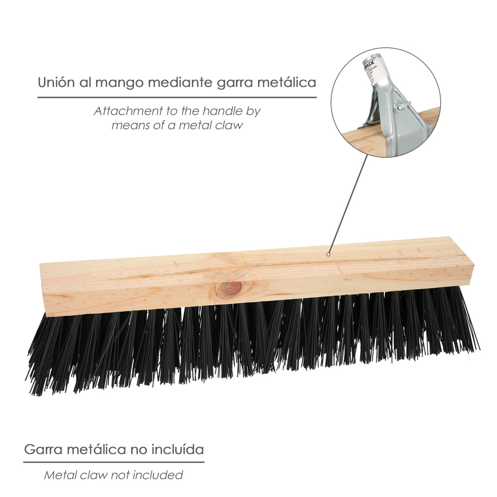 Cepillo Barrendero Industrial Fibra PVC Soporte Madera 50 cm. (Sin Mango) - Imagen 4