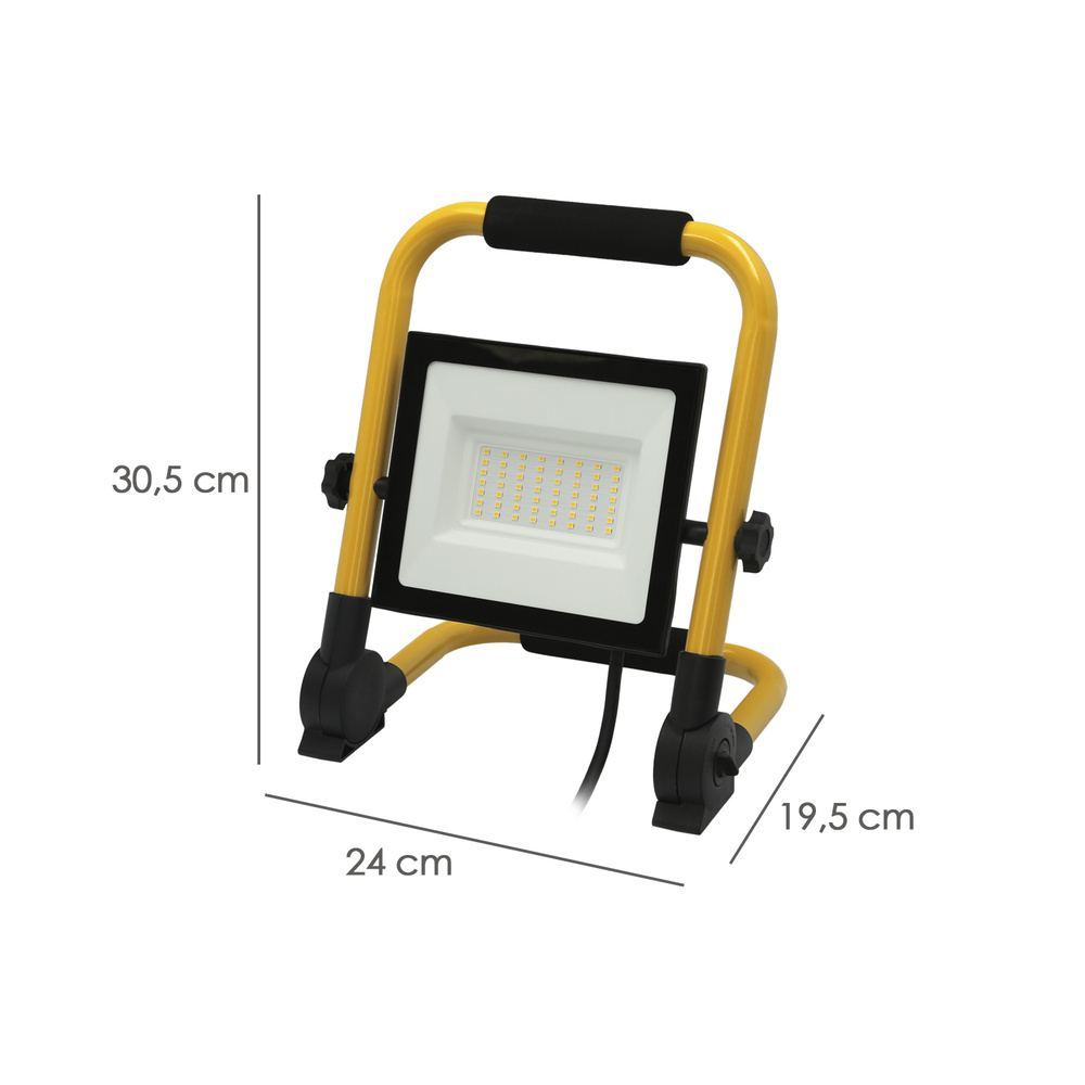 Foco Led Plano 50 Watt. Luz Blanca 4000º K IP 65 4000 Lumenes Con Asa de Transporte, Proyector Led Con Asa, Foco Led Trabajo - Imagen 2