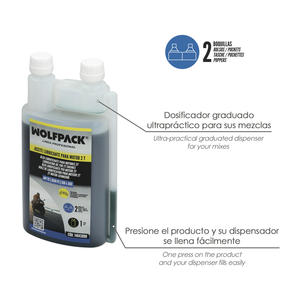 Aceite Lubricante 2 Tiempos 1 Litro (2 Boquillas) - Imagen 4