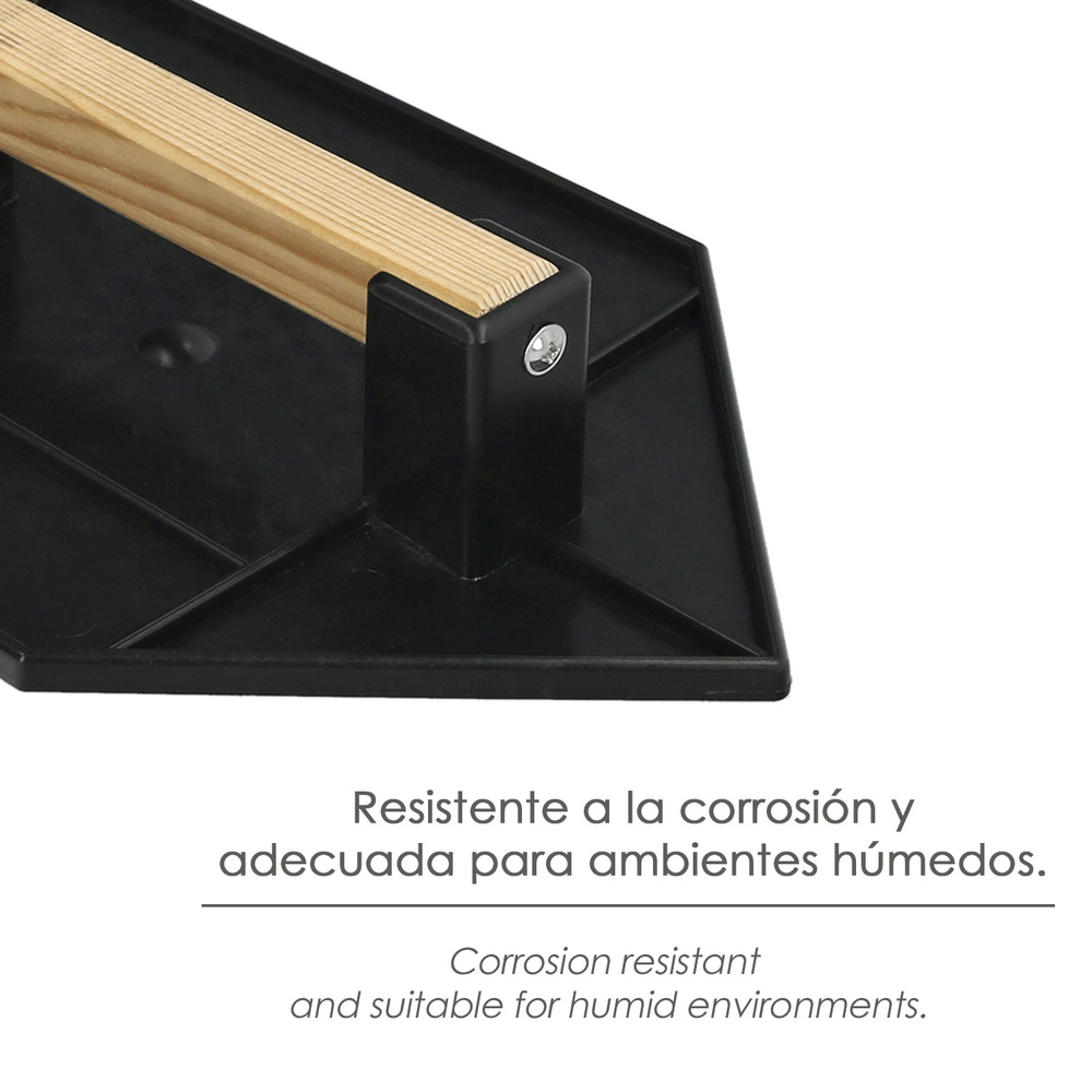 Talocha Plastico Punta Mango Madera 27 x 18 cm. Negro Con Alveolos. - Imagen 3