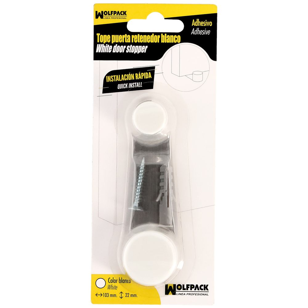 Tope Puerta Adhesivo con Retenedor Blanco - Imagen 4