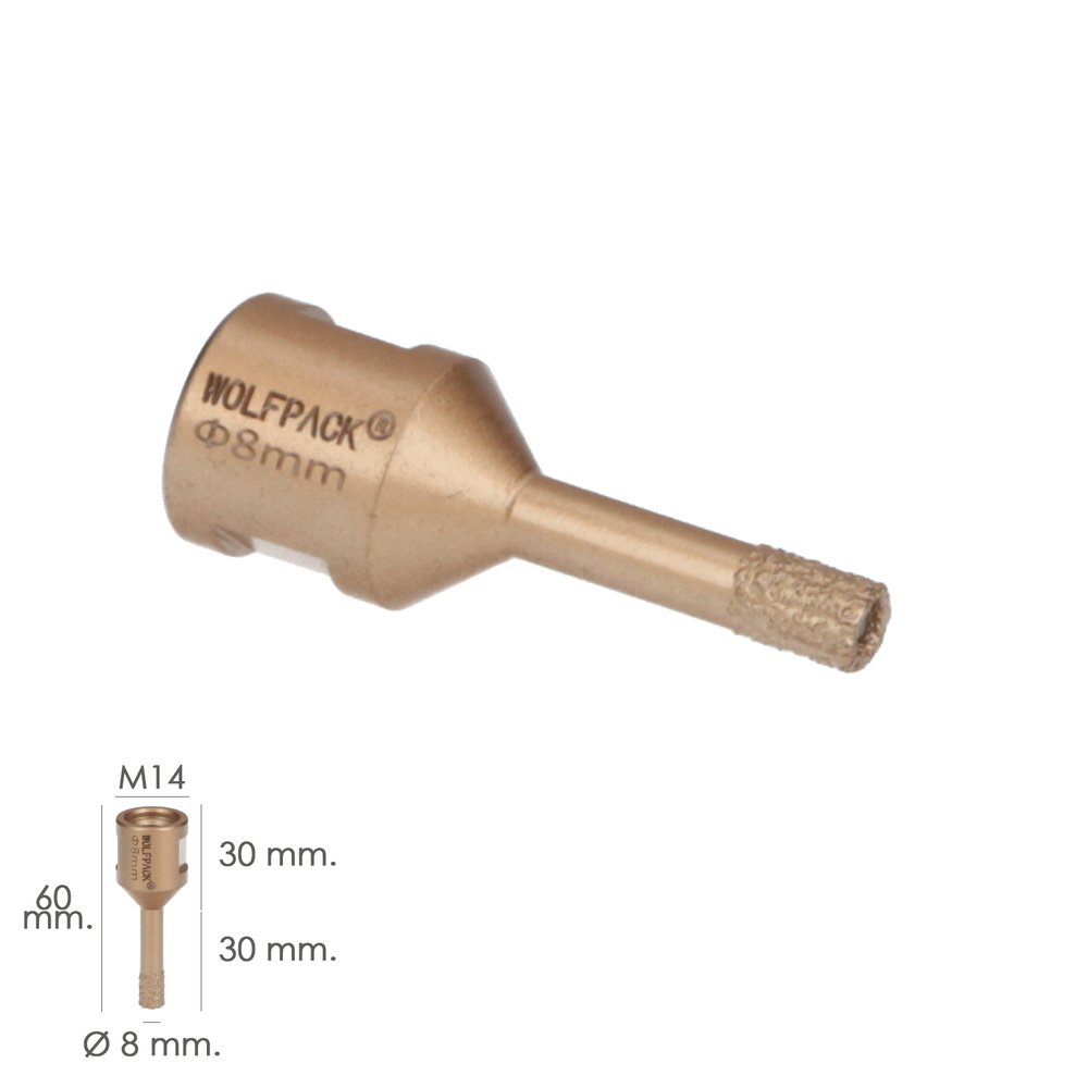 Corona Diamante Para Amoladora Ø 8 mm. Conexión Rosca M14. Corte Seco - Imagen 2