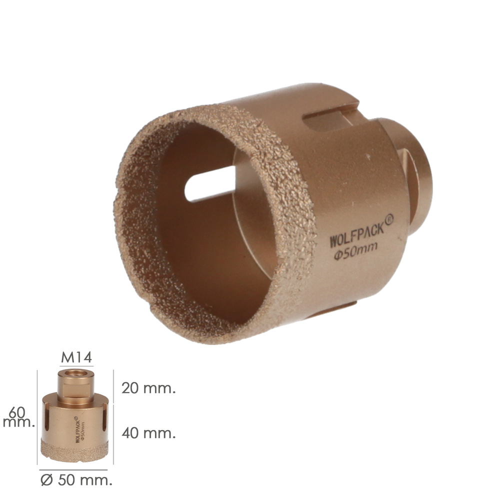 Corona Diamante Para Amoladora Ø 50 mm. Conexión Rosca M14. Corte Seco - Imagen 2