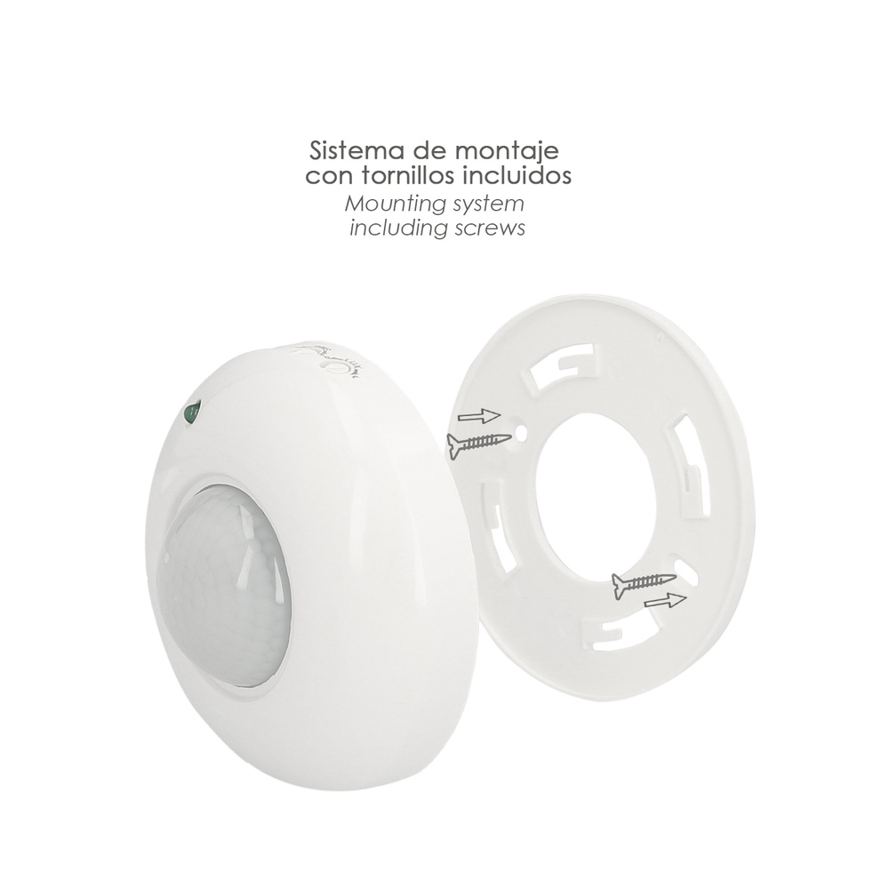 Detector De Movimiento Por Infrarrojos Con Sensor Crepuscular 360°. Ajustable - Imagen 4