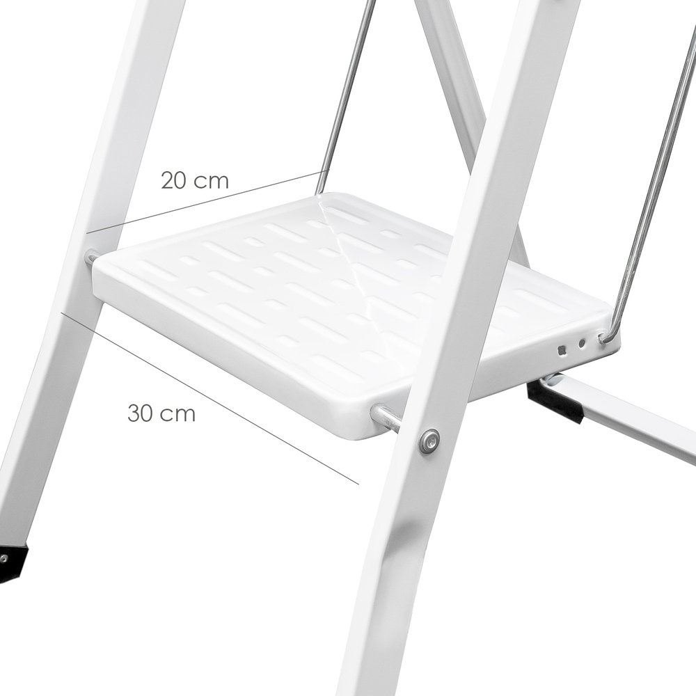 Escalera Domestica Acero 2 Peldaños, Escalerilla Blanca - Imagen 3