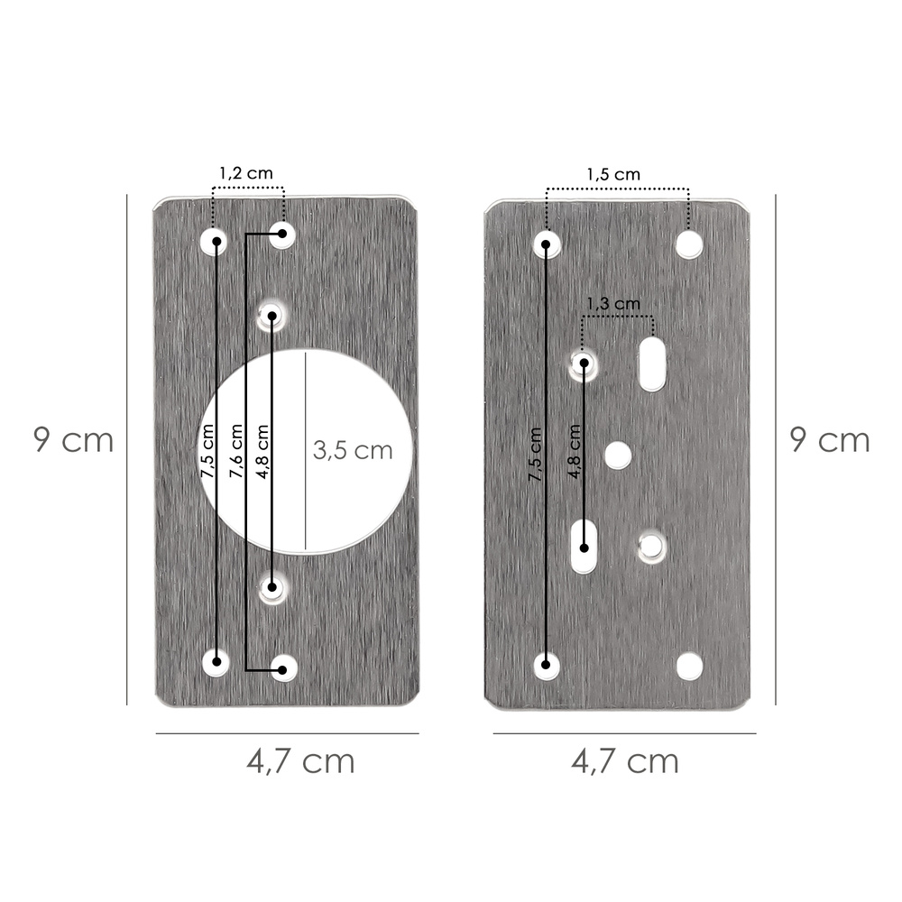 Placas de Reparacion Bisagras Cazoleta 4,7x9 cm. 2 piezas. Placa Repara Puertas, Placa Reparación Bisagras Mueble - Imagen 2