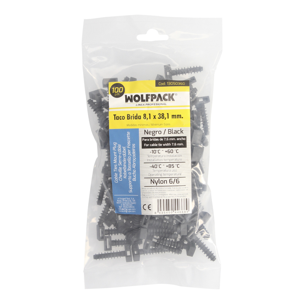 Taco Fijación Brida Nylon Negro 8 mm. (Bolsa 100 Unidades) - Imagen 4