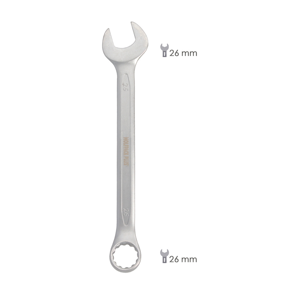 Llave Combinada Plus 26x26 Acero Cromo Vanadio DIN 3113. Llave Doble Boca, Llave Fija, Llave Estrella - Imagen 2