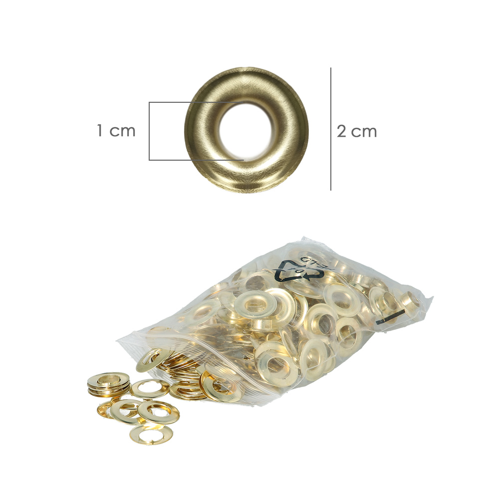 Ojetes / Ojales Metalicos Grandes Para Lona Ø Interior 10 mm. (Bolsa 100 Unidades) - Imagen 2
