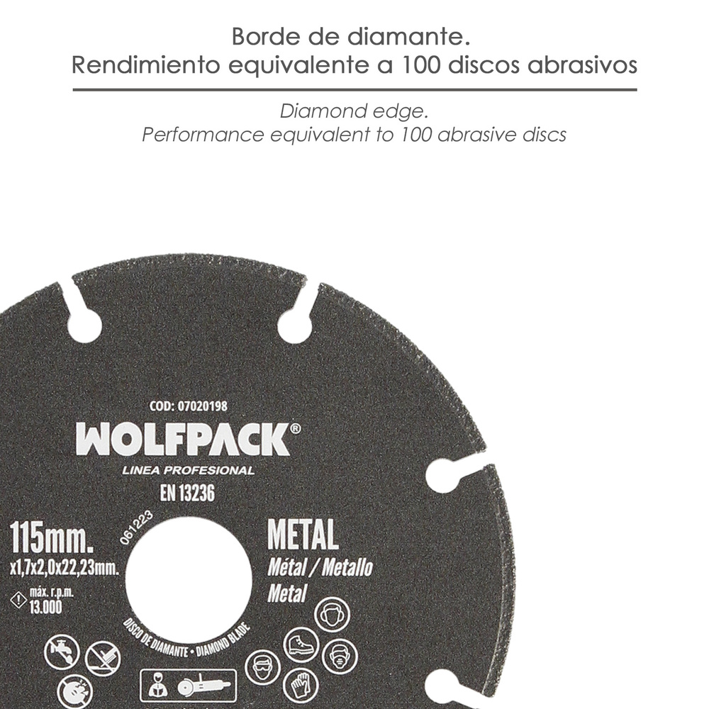 Disco Corte Metales Universal Ø 115 x 1,7 mm. Filo de Diamante Disco Corte Acero, Chapa, Hierro, Aluminio - Imagen 3