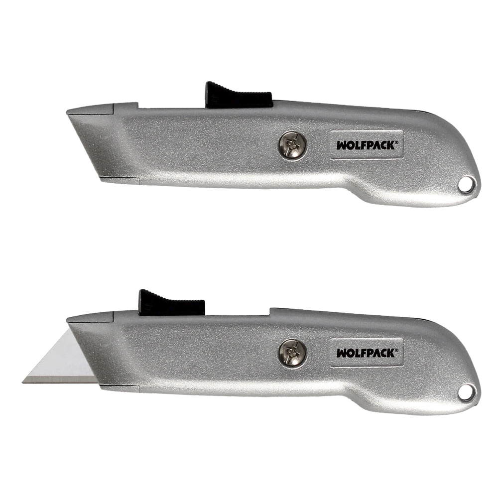 Cutter Autoretractil Con Hoja Acero Sk5 Carcasa De Aluminio Diseño Ergonomico, Cuchillo Seguridad, Cutters Seguridad, - Imagen 3