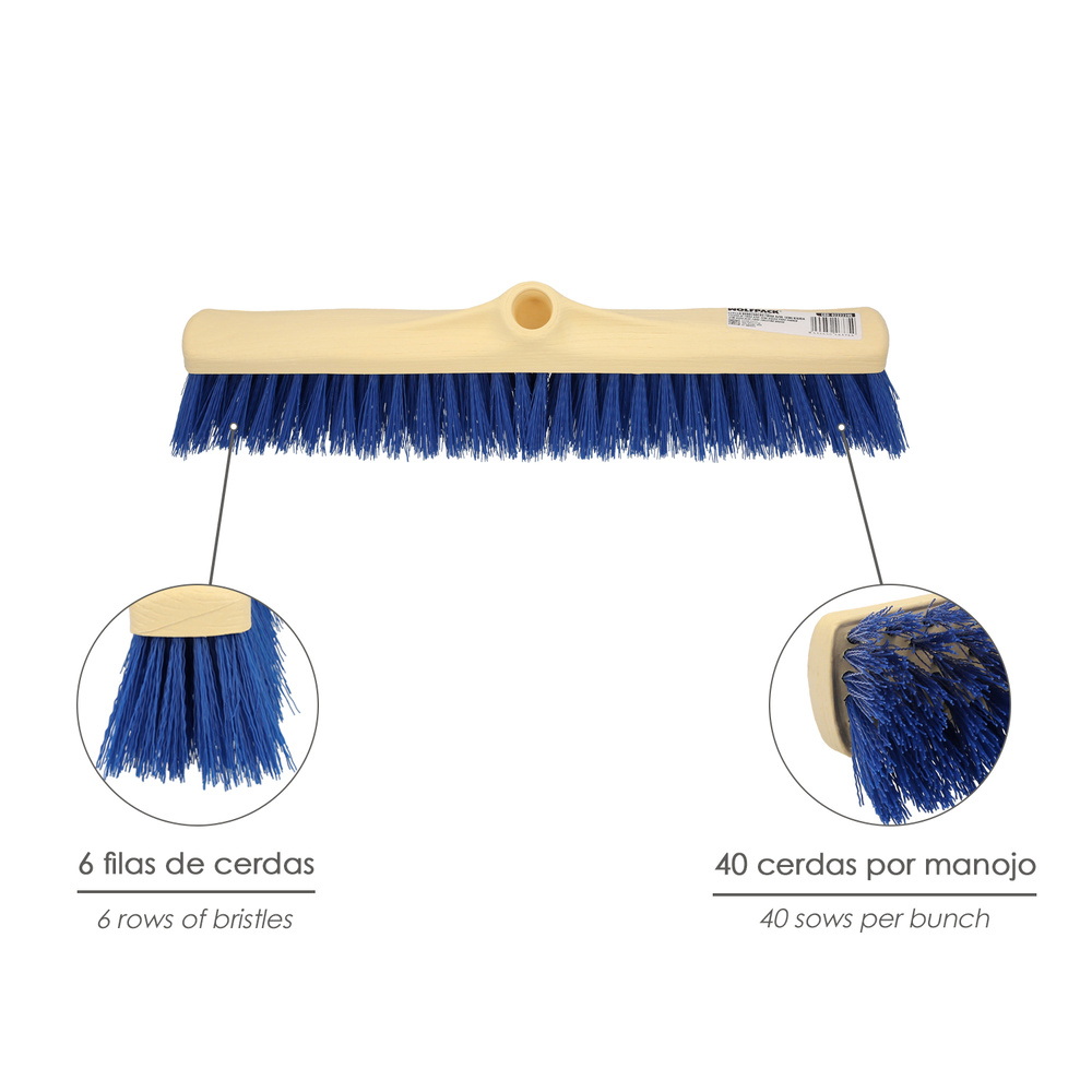 Cepillo Barrendero Industrial Fibra Semi Rigida PVC. Soporte Polipropileno 50 cm. (Sin Mango) - Imagen 3