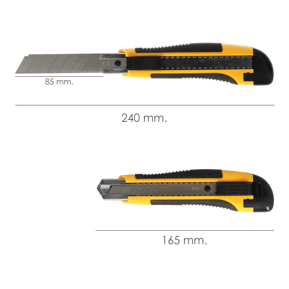 Cutter Con Hoja De 18 mm. Con 2 Hojas. Acero SK5. Agarre Engomado Bimaterial. Pulsador Seguridad Liberación hoja. Cuters Cutters - Imagen 2
