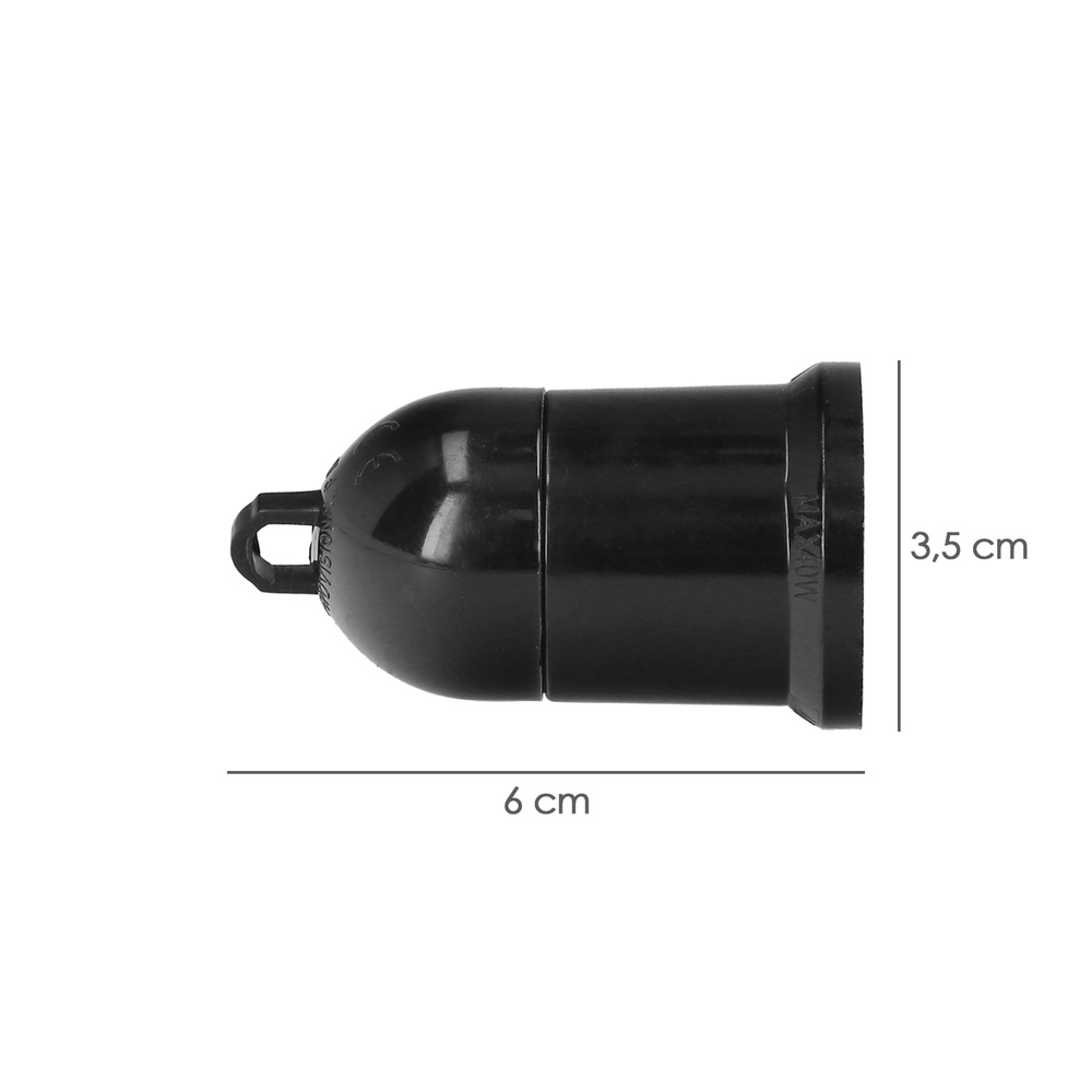 Portalamparas 4 Amperios Rosca E-27 Obra Negro. - Imagen 2