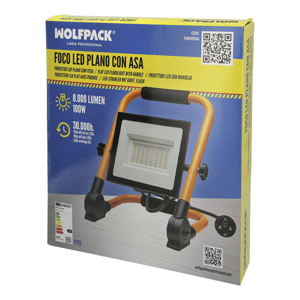 Foco Led Plano 100 Watt / 4000 K / IP 65 / 8000 lúmenes. Con Asa De Transporte. - Imagen 5