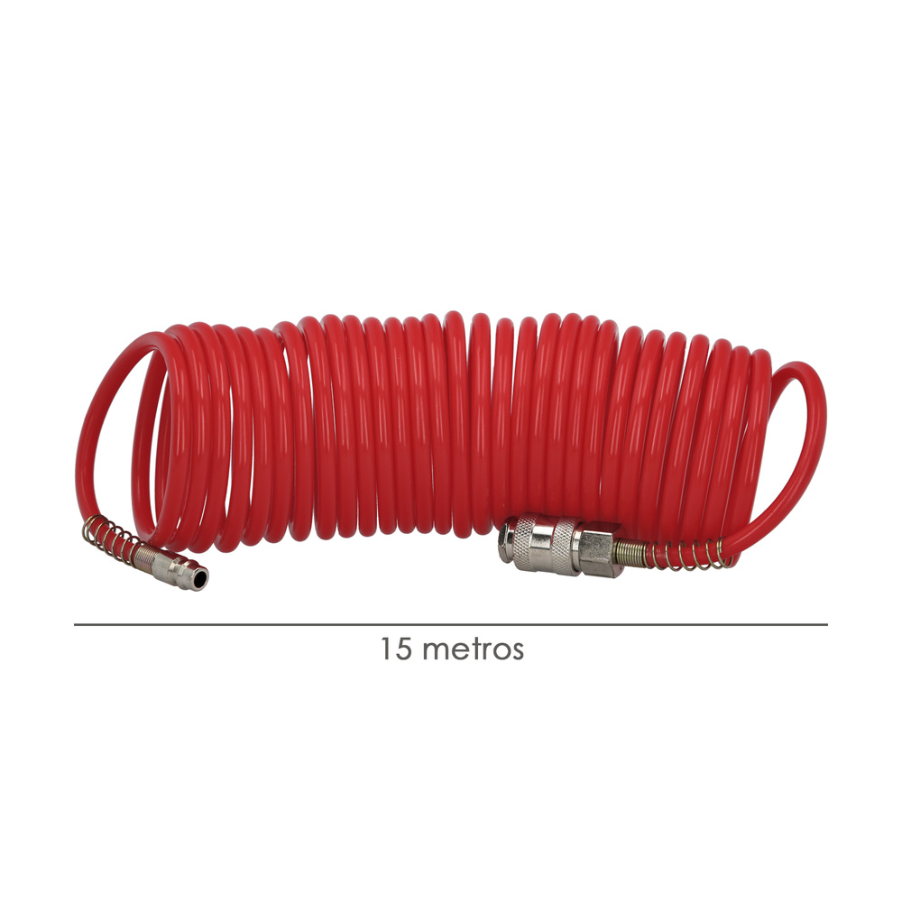 Manguera Espiral Aire Comprimido 15 Metros Adaptador Rápido. - Imagen 2