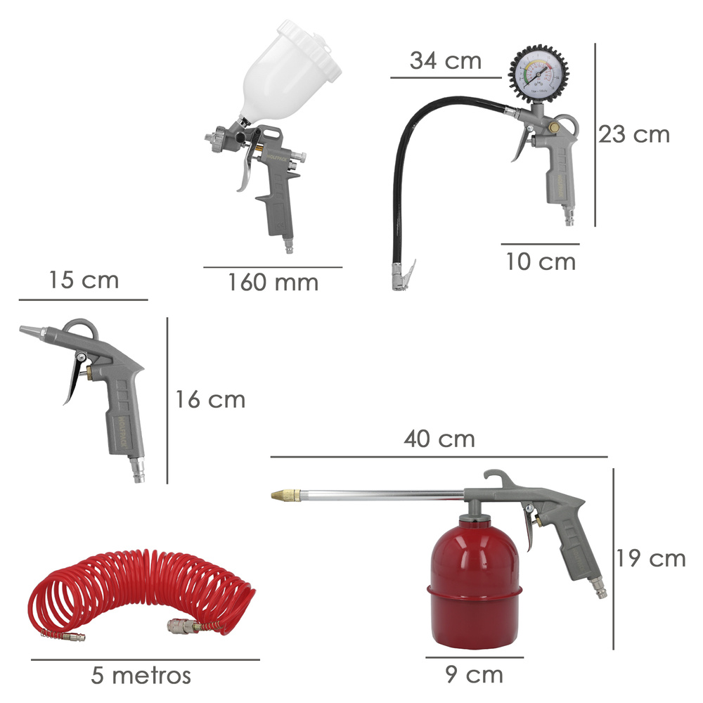 Kit Accesorios Para Compresor Aire Comprimido 5 Piezas Con Click Rapido - Imagen 2