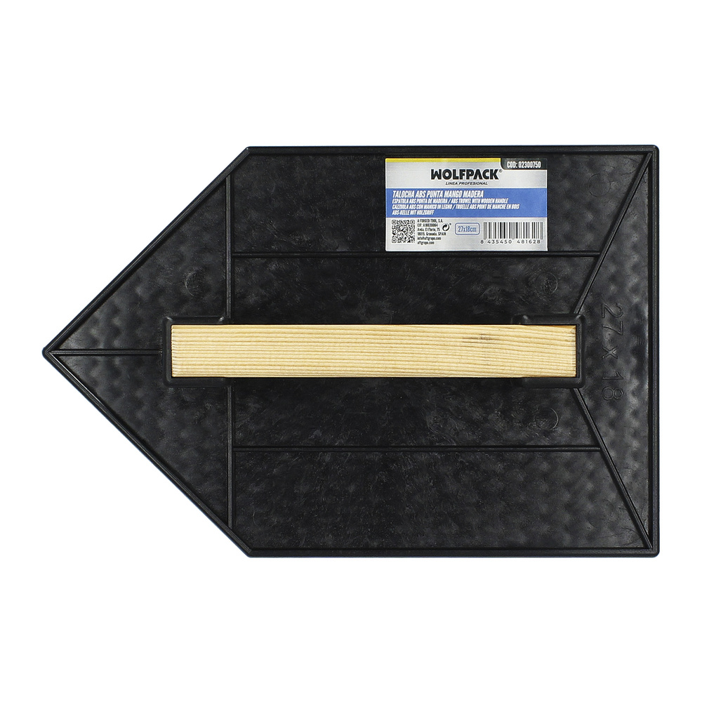 Talocha Plastico Punta Mango Madera 27 x 18 cm. Negro Con Alveolos. - Imagen 4