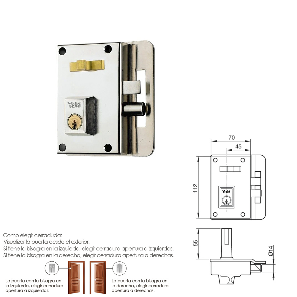 Cerradura Yale 10-hn/ Derecha - Imagen 2