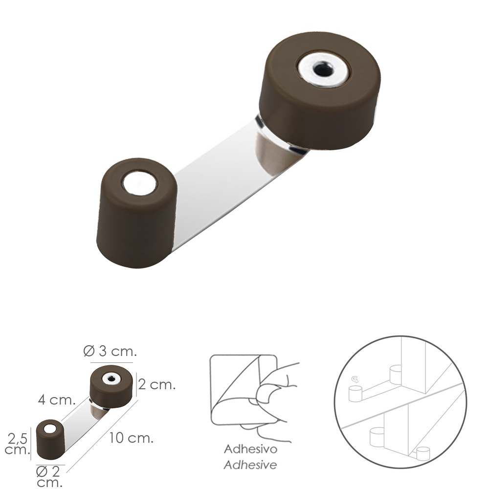 Tope Puerta Con Retenedor Metalico / Goma Marron - Imagen 2
