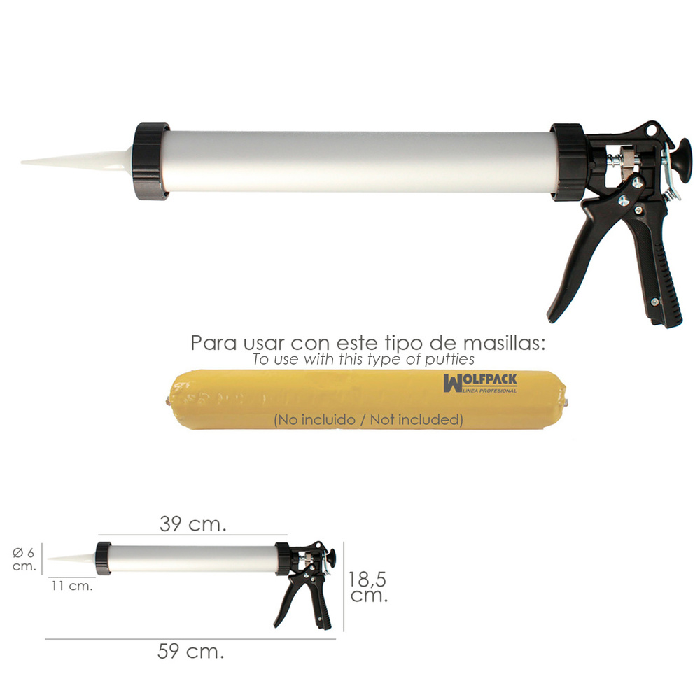 Pistola Aluminio / Acero Para Aplicar Mortero Capacidad 660 CC. - Imagen 2