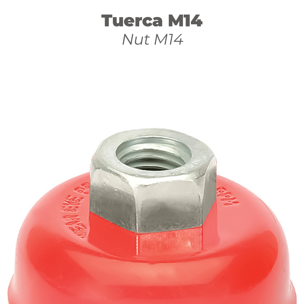 Cepillo Taza Con Alambre De Acero Trenzado Rosca M14, Ø 75 mm. Alambre de Ø 0,50 mm. - Imagen 4